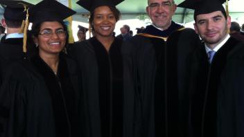 Graduation day: Saumya Wickramasinghe, Rashida Lathan and Rodrigo Gularte with Professor Medrano, June 2012
