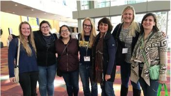 Jocelyn Pobst, Sabrina Hon, Hanna Lewis, Lau-rel Karren, Aria Lindsay and Maria Gutierrez (Ag Ed Credential program) in Indiana 